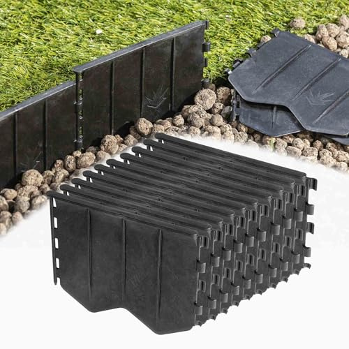 Rasenkanteneinfassung, Graben – in 12 cm hoher flexibler Beetkante und verstärkten Kunststoffheringen, professionelle Landschaftstrennwände (schwarz, 10 m – 32 Fuß)