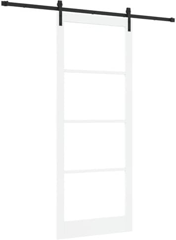 vidaXL Sliding Door ORKDAL White 93 x 232 cm Solid Pine Wood and Glass