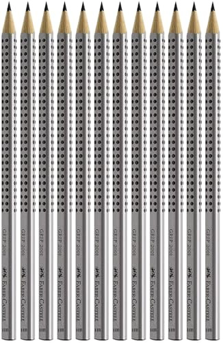 Faber-Castell 117697 - Bleistifte GRIP 2001, Schaftfarbe: silber, schwarz (HB, 1 stück (12er Pack))