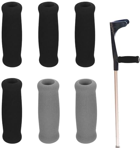 6 Stück Krücken Griffpolster,Griffpolster Für Gehhilfen,Krücken Polster,Ersatz Gehstock Handgriff,Gehhilfe Griffabdeckung,Gehstock Hand,für Angenehmen und Verbesserten (Schwarz,Grau)