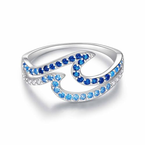Ocean Wave Ring 925 Sterling Silber Minimalistisch Elegant Alltagskleidung