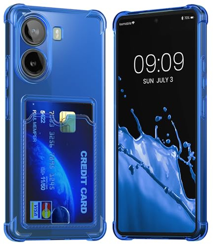 kwmobile Hülle mit Kartenfach kompatibel mit Xiaomi Poco X7 Pro 5G - Handyhülle Poco X7 Pro 5G mit Kartenfach - Soft Case - Schutzhülle in Blau
