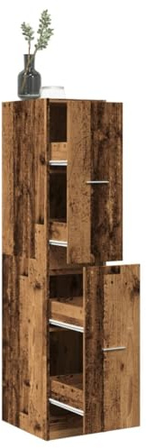 Teenpull Apothekerschrank Altholz-Optik, 30x41x144,5 cm, Holzwerkstoff, mit 4 Schubladen, vielseitiger Stauraum für Küche, Büro, Wohnzimmer