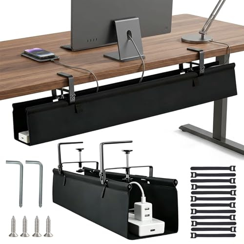 zxevg Under Desk Cable Tray 36'' Black Fabric