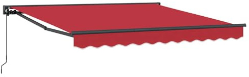 Fisinber Gelenkarmmarkise Rot 300 x 250 cm aus pulverbeschichtetem Aluminium, manuell & mit Fernbedienung, Semi-Kassette für Balkon & Terrasse, Robustes Sonnenschutz-Tuch für Garten Outdoor