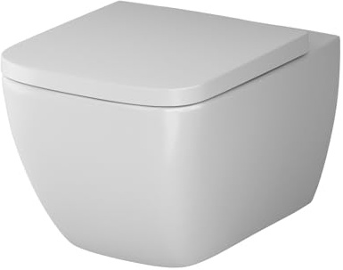 AM.PM Gem – Wand WC spülrandlos | Hänge WC mit Toilettendeckel mit Absenkautomatik | Duroplast Sitz | Kompatibel mit Vorwandelement | Modernes Gäste WC Set | Kloschüssel hängend | Toilette weiß 50 cm