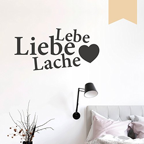WANDKINGS Wandtattoo Lebe Liebe Lache (mit Herz) 50 x 25 cm beige - erhältlich in 33 Farben
