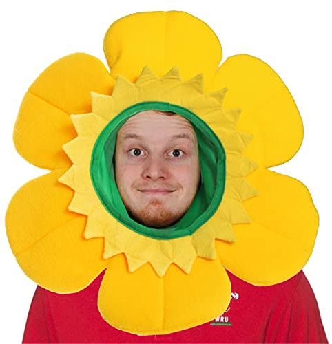 WELSH DAFFODIL HAT FOOTBALL RUGBY - YELLOW DAFFODIL HAT WITH ATTACHED YELLOW HOOD - WORLD CUP FANCY DRESS ACCESSORY HAT WALES WELSH SPORT SUPPORTER HAT