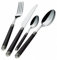 BUGATTI SERVIZIO POSATE COMPLETO 24 PEZZI DORICO MANICO MARMORIZZATO NERE GHIERA ARGENTO CUTLERY