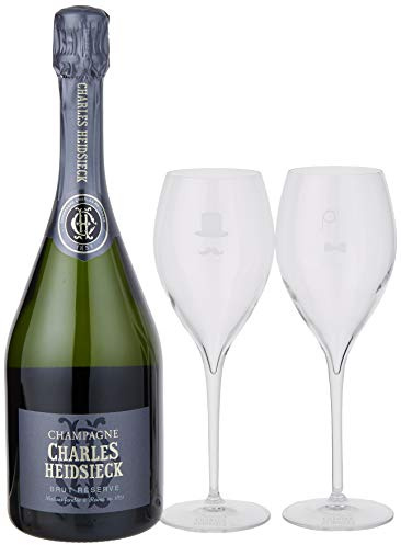 Charles Heidsieck Armchair Brut Reserve Non Vintage and Champagne Flutes, 1 x 750ml