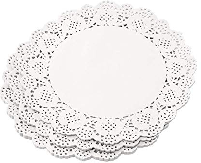 Papier Doyleys Einwegplatten Kuchen Lace Coaster, Rundspitze Papier für Party Hochzeit (150 Stück)