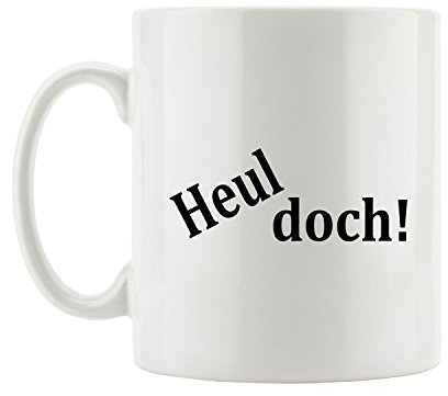 Pixxprint Heul doch! WeinenFun Party Clubwear USA Tasse, ca. 300ml Fassungsvermögen, Keramik Weiß, Spülmaschinenfest