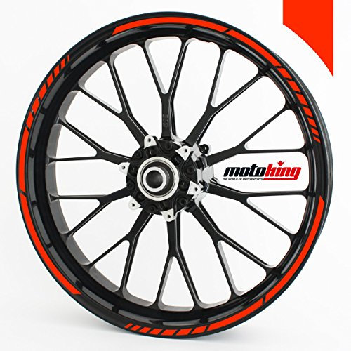 Motoking Felgenrandaufkleber im GP Design in Neonfarben/für 15 bis 19 / NEON ROT