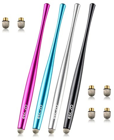 ELZO Stylus Pen pour écran Tactile 4 pièce avec 6 Remplacement des Fibres Précision Extrême pour Tous Les écrans tactiles iPad & Tablettes Android iPhone/Samsung/LenovoDell/HP/ASUS/Surface/LG