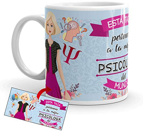 Kembilove Taza de Café de la Mejor Psicóloga del Mundo – Taza de Desayuno para la Oficina – Taza de Café y Té para Profesionales – Taza de Cerámica Impresa – Tazas de Jefe de 350 ml para Psicólogas