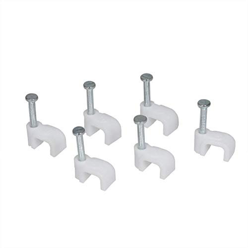 200 Pack 6mm Square Studded Cable Clips - Carbon Steel Cable Clips for Cable Holder - for Coaxial Ethernet Cable
