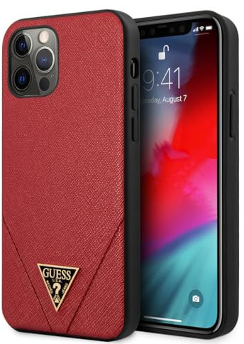 Guess - Custodia per collezione Saffiano, compatibile con iPhone 12, iPhone 12 Pro, colore: rosso