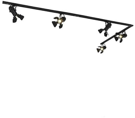 QAZQA - Modern Schienensystem Komplettset I Spotlight I Deckenspot I Deckenstrahler I Strahler mit 5-flammig Spot I Spotlight I Deckenspot I Deckenstrahler I Strahler I Lampe I Leuchtes schwarz - Film