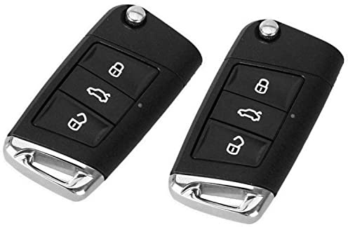 2x Ersatz Klappschlüssel Auto Schlüssel Gehäuse mit Rohling für 3 Tasten Funk Fernbedienung Umbau - VOLKSWAGEN_KS56
