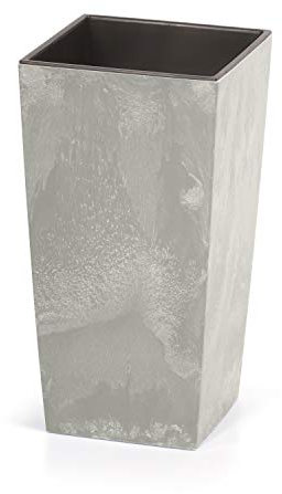 Prosperplast Urbi Vaso da Fiori quadrato Effetto Cemento Forma Quadrata 240mm Con Inserto Resistente e Universale