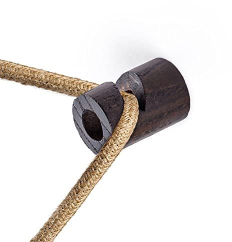 creative cables - Deckenbefestigung, “V”-förmiger Decken- oder Wandhaken aus Holz für elektrische Textilkabel - Wengé-Effekt