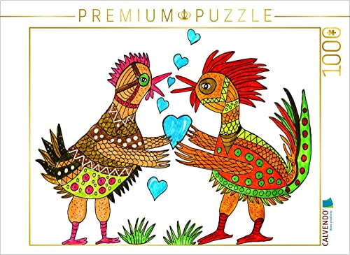 CALVENDO Puzzle Verliebte Hühner | 1000 Teile Lege-Größe 64 x 48 cm Foto-Puzzle für glückliche Stunden