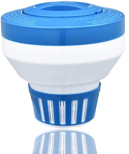 Merkia A01 Grand Distributeur de Chlore Bleu de 19 cm, capacité de 4 tablettes, libération réglable, Piscine et Spa