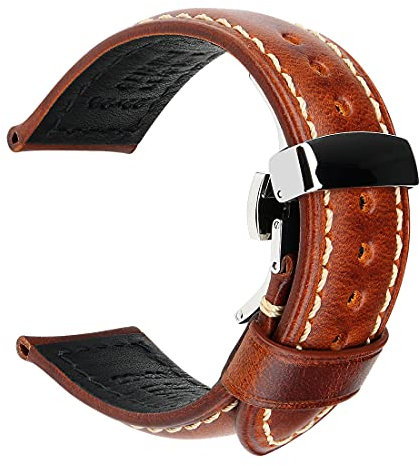 REZERO Uhrenarmband, Echtes Leder Uhrenarmbänder, Ölgewachste Vintage Uhrenarmbänder für Herren, Damen 18mm 19mm 20mm 21mm 22mm 23mm 24mm 26mm