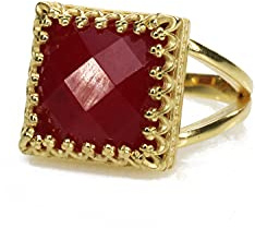 ANEMONE JEWELRY Ruby Ring - Eleganter Goldring-Schmuck für den Täglichen Gebrauch - Stylischer Unikat-Ring für Frauen - Handgefertigt