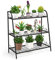 COSTWAY Scaffale Piante da Interno ed Esterno, Porta Fiori di Metallo a 3 Livelli con Piedini Regolabili, Porta Vasi per Giardino, Balcone e Soggiorno, 81 x 35 x 82 cm