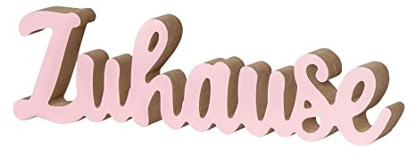 levandeo Schriftzug Zuhause L30cm Pastell Rosa Holz Tischdeko Deko Aufsteller Wohndeko