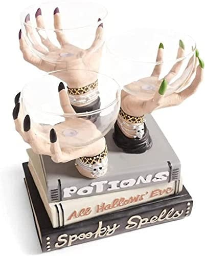 Endxedio Halloween Witch Hands Snack Bowl Stand,Halloween Witch Hand Holder,Dish Holder for Candy Biscuit Dessert Snack,Mini Cakes Fruit Candy Display Tower,Dessert Plates,Fruit Bowls (Green)