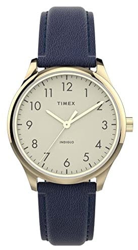 Timex Easy Reader Women's 32mm Blue Leather Strap Watch TW2V36200