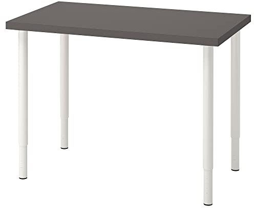 IKEA OLOV/LINNMON Schreibtisch, 100x60cm, Dunkelgrau/Weiß