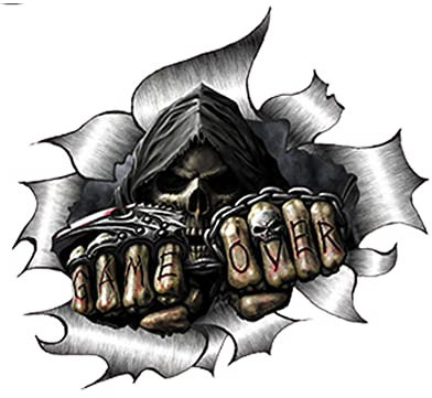ZEARLY 1 Stück Single Metall Rip Open Sensenmann Totenkopf Aufkleber Auto Styling JDM Race Van Bike Drift Decal Auto Zubehör Dekor 13x14cm