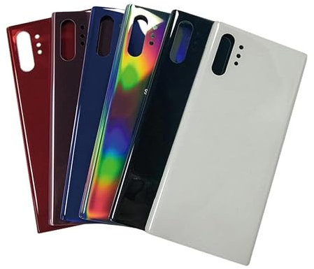 SHOWGOOD for Samsung Galaxy Note10 Back Cover Glass Case for Galaxy Note 10 Plus 10plus Note10+ N975F N970 Battery Rear Cover + Adhesive (White(note10 Plus))