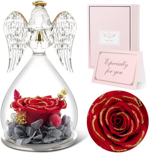 Sunia Ewige Rose Engel Geschenke für Frauen, Engel Figur Geschenke für Mama, Geburtstagsgeschenk für Frauen, Mutter Oma Geschenk, Schutzengel Rose Geschenke zum Muttertag Weihnachten Valentinstag