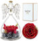 Sunia Rosa Stabilizzata Vera in Angel Cupola Regalo Donna, Rosa Eterna con Angelo Figurine di Vetro Regalo Mamma, Regalo Donna Compleanno, Regalo Nonna, Regali Natale San Valentino Festa della Mamma