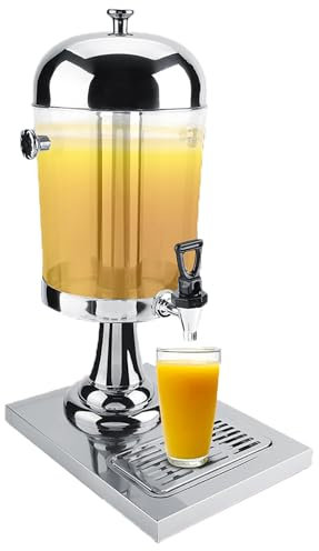 Dispensador De Bebidas De 8L Contenedor De Jugo Frío Y Caliente Servidor De Jugo De Acero Inoxidable Máquina Dispensadora De Bebidas Para Restaurante Buffet Hotel Bar Hogar Y Fiesta(Plata)