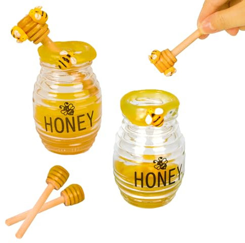 Bee Tiered Tray Decor Fake Honey Pot and Dippers set of 6