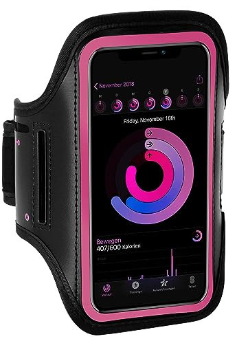 ONEFLOW Workout Case für iPhone 15 Pro Max Sportarmband zum Joggen mit Touch Fenster, Handy Armband für Sport und Outdoor, Handyhalterung für den Arm, Lauftasche Jogging, Pink