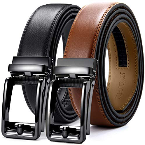 CHAOREN Ledergürtel Herren 2 Stücke Schwarz Braun– Automatik Gürtel Herren Leder 35mm mit Geschenkbox – Design Gürtel für fast jeden Anlass und jedes Outfit