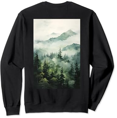 Peinture à l’huile de forêt de montagne brumeuse - Amour de Sweatshirt