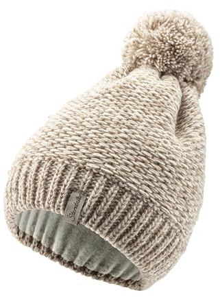 Sterntaler Bommelmütze Multicolor – Unisex Wintermütze mit Bommel aus Multicolor-Garn, gefüttert mit Baumwollfleece – Strickmütze in beige, Größe 51
