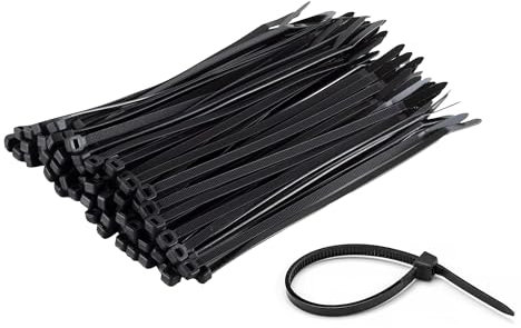 DC VOLTAGE Black Pack of 100 Cable Ties 2.5mm x 200mm Clear Nylon Zip Ties Secure Tensile Strength Multi-Purpose Plastic Tie Wraps Secure Self-Locking Mechanism for Home Garden Office and DIY
