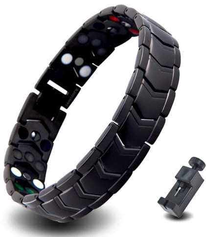 HAQI Magnetarmband Energie Herren Drei Reihen Magnetfeldtherapie Edelstahl Arthritis Armband Schmuck 22cm