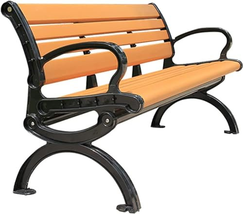 CAFIEDR Outdoor-GThe-Bank, Terrassenbank, Parkbank, Outdoor-Konversationscouch, Metallguss-Aluminium-Stuhlfuß, korrosionsbeständiger Kunststoff-Holz-GThe-Banksitz