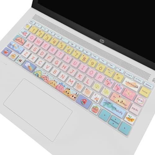 WSLUCKO Keyboard Cover for HP 14 Laptop 2020 2019 2018,HP Pavilion x360 14M-BA 14M-CD 14M-DH 14-BA 14-BF 14-cm 14-CF 14-DF 14-DK 14-DS 14-DQ Series 14 Inch Protective Skin,Cute Fruits