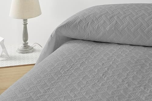Degrees Home - LISO-Tagesdecke – 100% Polyester Mikrofaser - Leicht & Weich - Für Alle Jahreszeiten - Atmungsaktiv - Pflegeleicht - Ultrasonic Technologie für Langlebigkeit - 200x260 cm - Grau