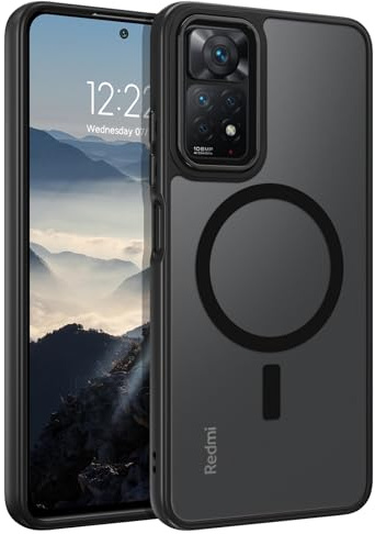 DOMAVER Cover magnetica Xiaomi Redmi Note 11 Pro 4G/5G/Note 12 Pro 4G, compatibile con Magsafe, Custodia Xiaomi Redmi Note 12 Pro 4G Magnete Ridige, Custodia sottile Traslucida Antiurto Nero